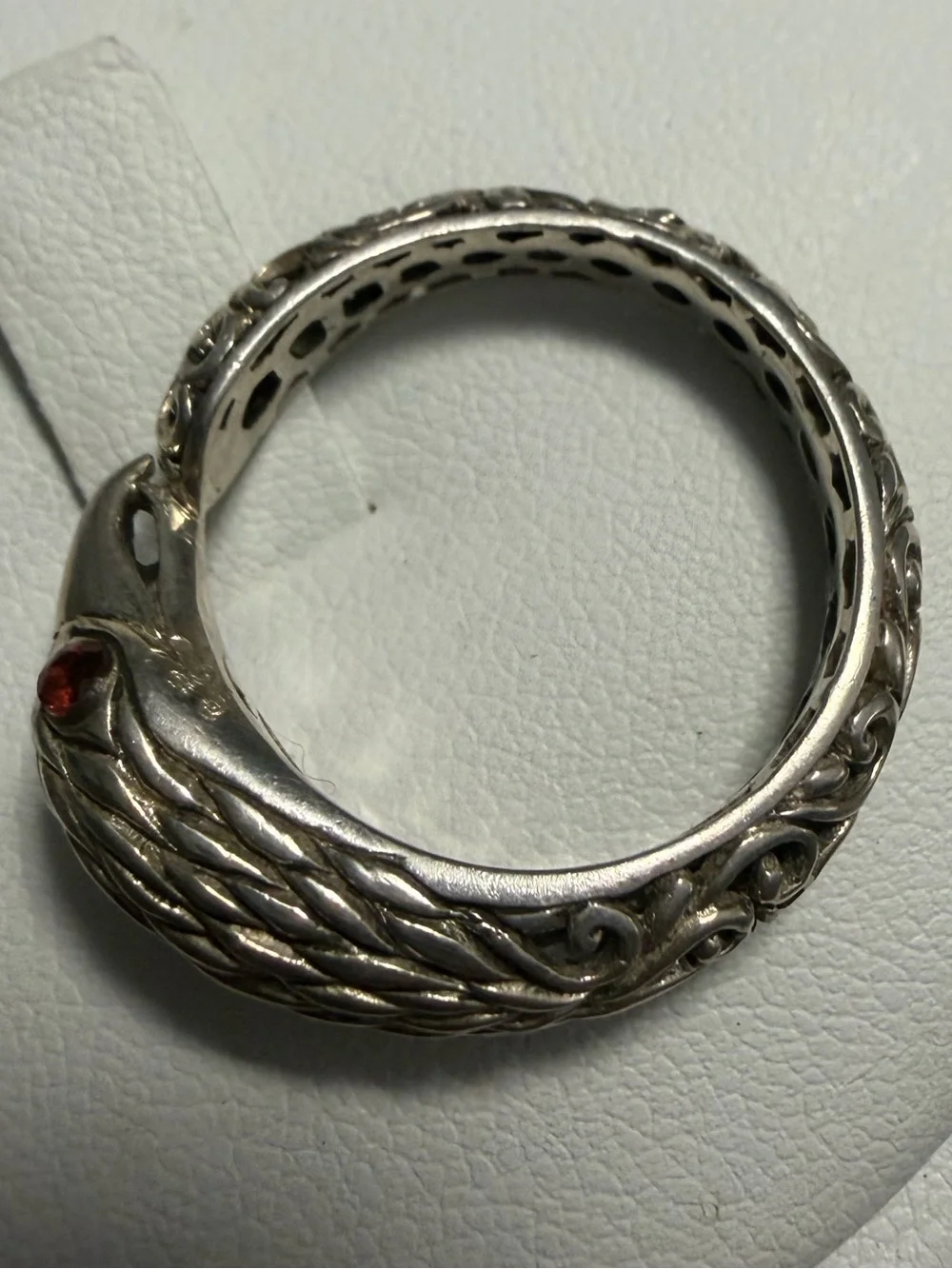 Unisex Bali Style Sterling Silver Garnet Eagle Ring Size 8